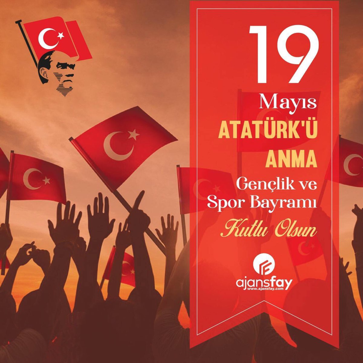 ajansfay's tweet photo. "Ey yükselen yeni nesil, gelecek sizindir. Cumhuriyeti biz kurduk, onu yükseltecek ve sürdürecek olan sizsiniz!"
19 Mayıs Atatürk'ü Anma, Gençlik ve Spor Bayramımız kutlu olsun🇹🇷 #19mayıs1919 

 #BuBayramSenin https://t.co/TvuUB8QNOp