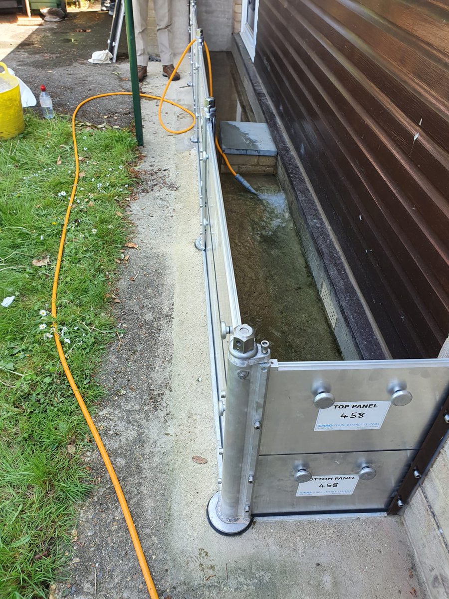 A perfect example of how a demountable #flood barrier should be installed.

Wet tested on the "dry" side to confirm ZERO leakage.

Demonstrated to the homeowner for future peace of mind.

#floodprotection 
#TheWatertightway
#Resilience