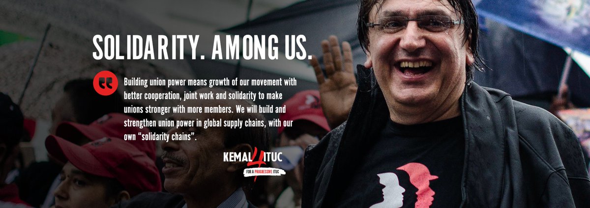 📣We will continue to make an unconditional defence of fundamental workers’ and trade union rights, particularly the #freedom of association, the right to #strike and the right to #CollectiveBargaining.

👊🏽We will build the union power.

📍kemal4ituc.org/priorities/