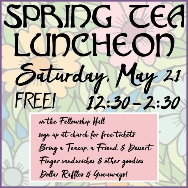 LCRPalmHarbor's tweet photo. Spring tea luncheon Saturday May 21st 12:30-2:30 at LCR FELLOWSHIP Hall! https://t.co/fuUWn3kdMN
