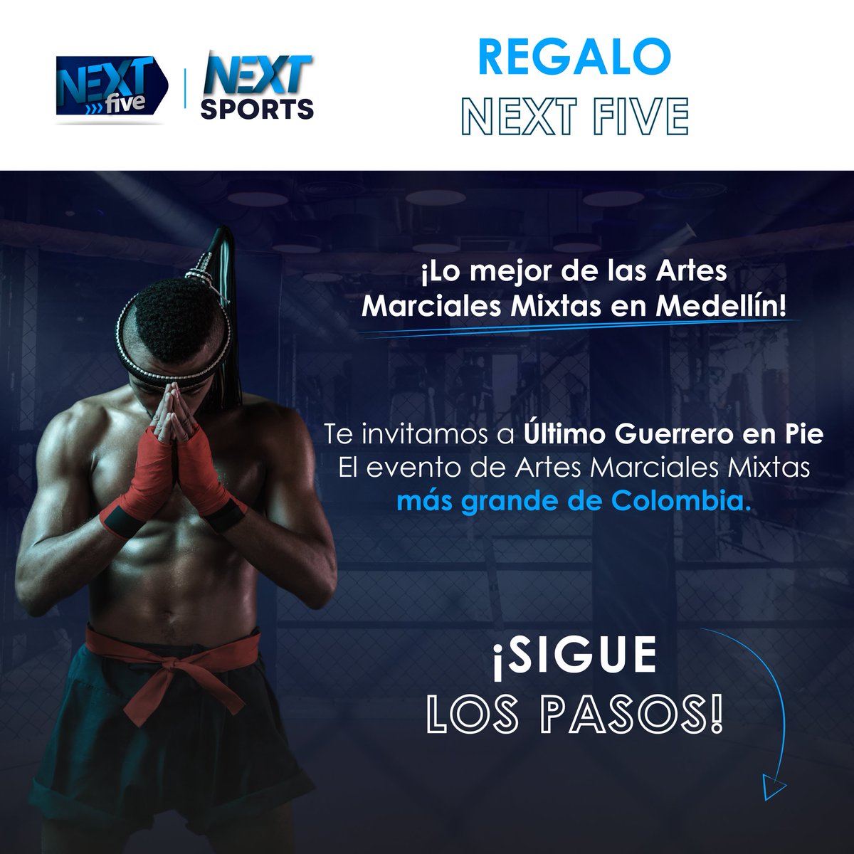 nextfivecol's tweet photo. Al coliseo de la U. de Medellín llega @ultimoguerreroenpie el evento de Artes Marciales Mixtas más grande de Colombia.
En Next Five, regalaremos 2 entradas, participa.
Sólo sigue los pasos
1. Síguenos en Instagram
2. Dale me gusta a esta publicación
3. Etiqueta a tu acompañante https://t.co/m6Xq9Dhks6