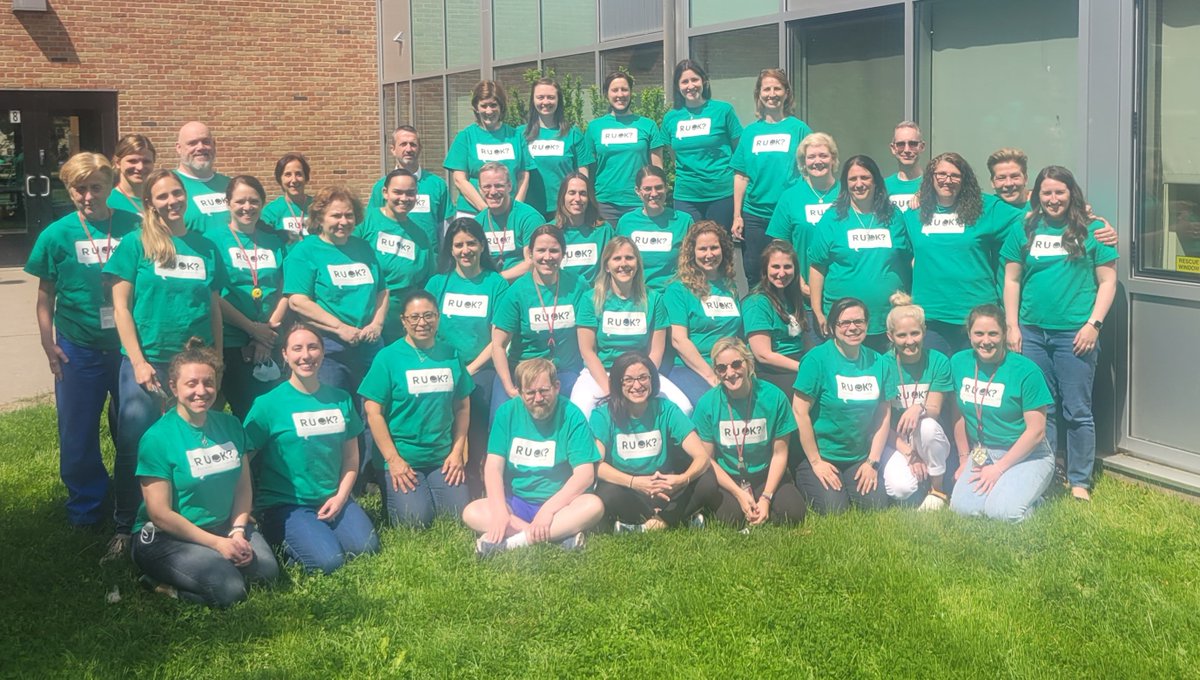 Our theme for #mentalhealthawarenessmonth has been "R U OK?" Checking in on one another is vital and important to us in our EMS community. Over 75 staff members purchased these shirts and wear them every Wednesday! 💚🐊🤍