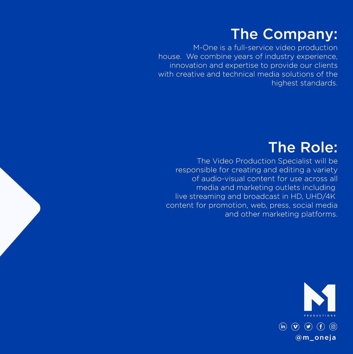 m_oneja's tweet photo. We’re seeking talented, passionate and creative team-players to join our team full-time. If you’re someone who enjoys working in a collaborative and fast-paced environment, apply now.

Please email your cover letter and resume to hr@m-oneja.com by May 25, 2022. https://t.co/wHpeM8BpTC