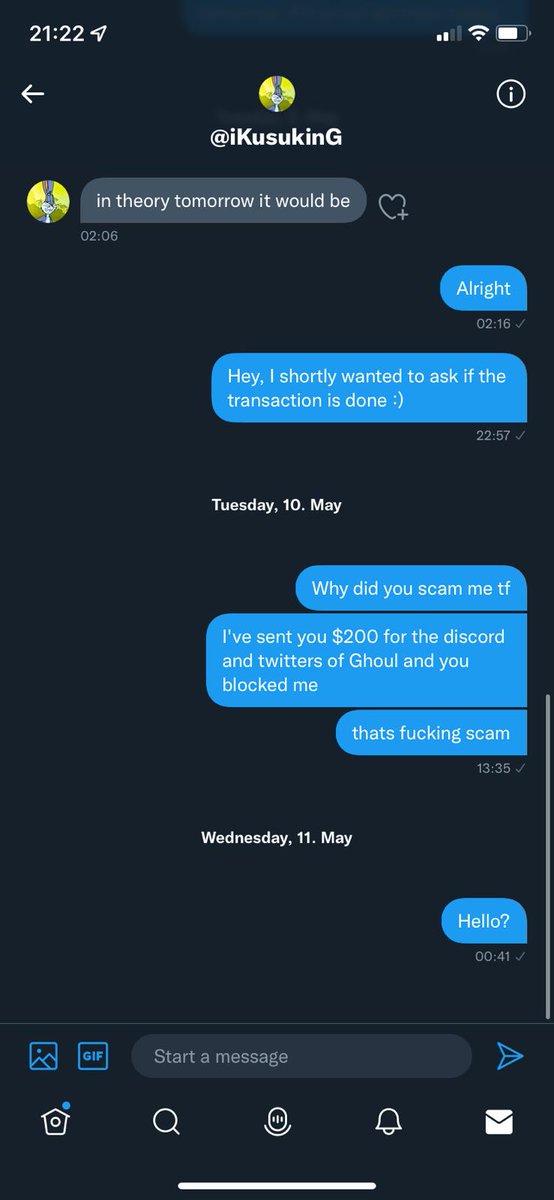 thepxscxl's tweet image. The owner (@iKusukinG) of @GhoulUHC_ sold me Twitter/DC/Domain of Ghoul a few weeks ago. After weeks I still haven't received anything and the $200 are gone.

I therefore ask everyone to be careful before buying anything from them. Who wants to have more chats, can write me a DM.