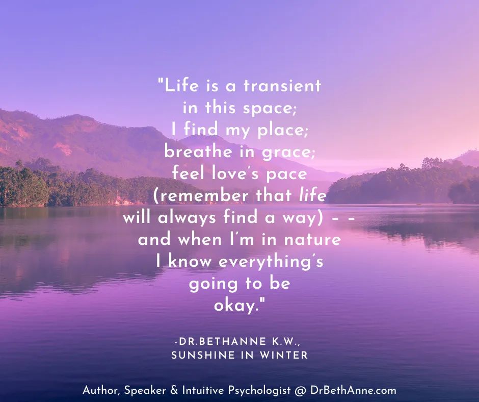 DrBethAnneKW's tweet photo. Breathe in grace. 💜🌲🤍
✨
Words from my blog, Sunshine In Winter: 
https://t.co/a2MLN0uVLE
.
.
✨
.
.
#DrBethAnneKW #SunshineInWinter #Wisdom #Nature #IntuitivePsychologist #SpiritualPsychologist #Grace https://t.co/h19RLjQKHQ