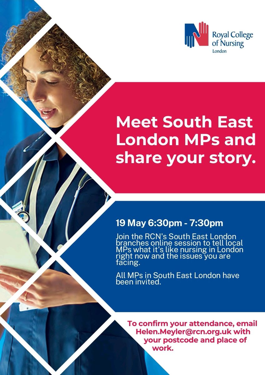 rcnosel_branch's tweet photo. Don't issue your chance to share with your #SELondonMP Join @RCN_ISEL and @rcnosel_branch tomorrow evening from 6:30

https://t.co/n495cStS8T https://t.co/GMyKd4tDq1