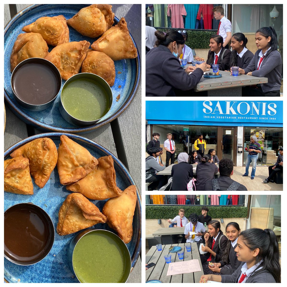NCCBrent's tweet photo. #streetfood #sixthform #enrichment Today’s trip was to #ealingroad #wembley Harriet told us about @TraderWembley the latest street food market @SakonisW Dinesh told us about the origins of the business & we ran into Rupali (ex student) at #shreevenilals @danny_ncc @Brent_Council https://t.co/CMjLsyDHWu