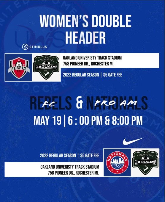 Let’s go!! Doubleheader!! <a href="/UWSSoccer/">United Women's Soccer (UWS)</a> <a href="/UWSLeague2/">UWS League Two</a> @MISoccerCentral @openroadlive #michigansoccernetwork
