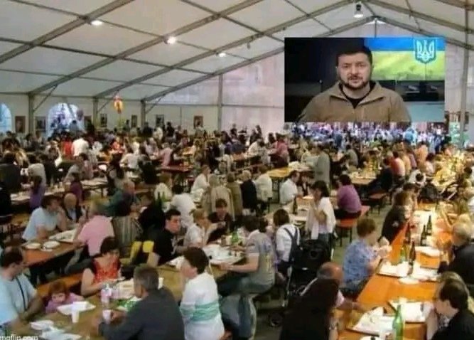 #Zelensky interviene in diretta alla Sagra del Crostone di Strozzacapponi, Perugia.