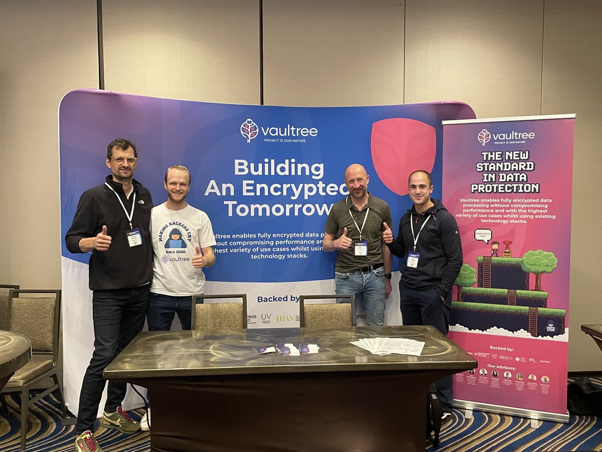 vaultree's tweet photo. Hello from Boston!๐
Our team is happy to explore and discuss the latest Privacy Enhancing Technologies at the 2022 @KisacoRes #PETSummit North America. Ready to draw inspiration to build an #encrypted tomorrow... and, of course, to make hackers cry! ๐ https://t.co/JETA3IlEmy