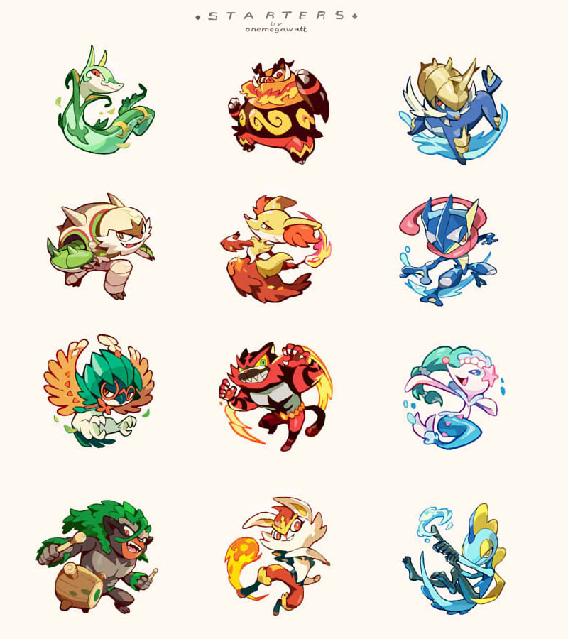 「all the big boi starters I did from a wh」|🌿Watt 🔜 MAGFestのイラスト