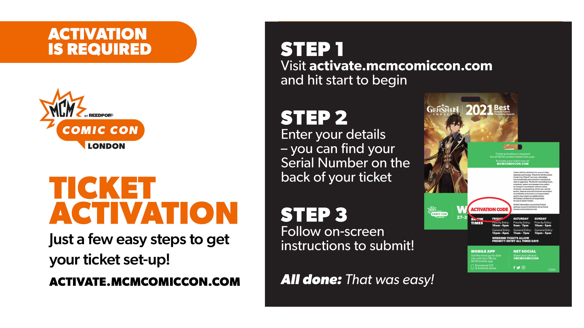 MCM Comic Con on Twitter "Ticket Activation is live 🚨 Activation is a