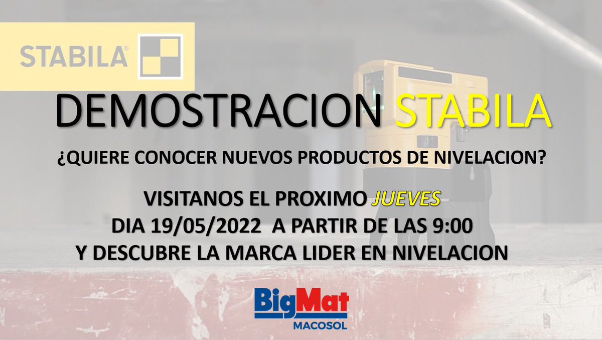 ¿Quieres conocer nuevos sistemas de nivelación?
Visítanos mañana y descubre la marca líder del mercado! #nivelacion #demostracion #construccion #malaga