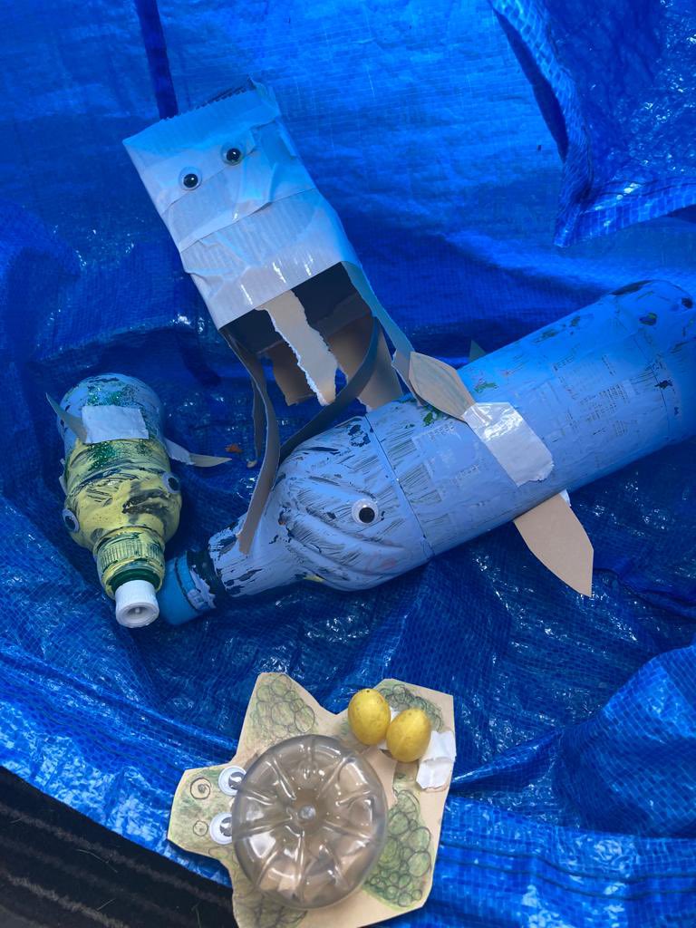 DenisPhoenix's tweet photo. @SEALIFE_schools This is my Daughter Ava’s #SEALIFEseasavers creations from used plastic, it's helped us discuss in our family and her school how to cut down on plastic waste @HughCatholic https://t.co/U19PYpkfts