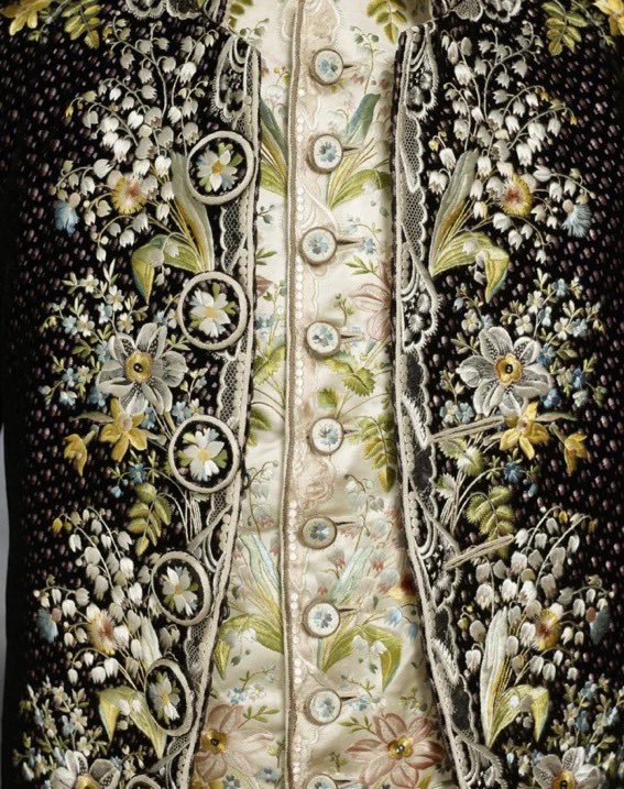 Detail of a #frockingfabulous court suit worn by Sir John Thomas Stanley, 6th Baronet, c.1770-1785. Via Manchester Art Gallery.