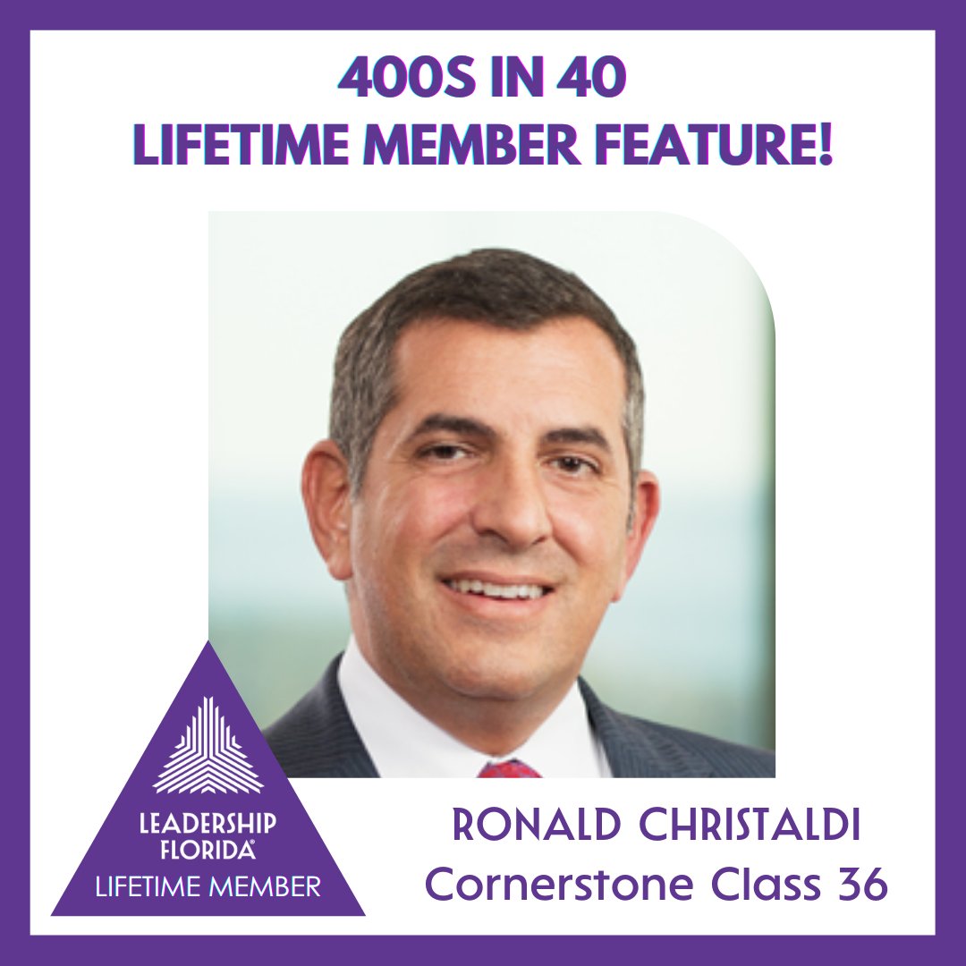 LeadershipFla's tweet photo. Introducing Ron Christaldi, #CornerstoneClass36, our #400in40 Lifetime Member feature!

In celebration of #LeadershipFlorida’s 40th anniversary, Ron is honoring his children with his gift to Leadership Florida!

Thank you Ron, for your continued support!

Sponsor: @BankofAmerica https://t.co/r2xoa0Diej