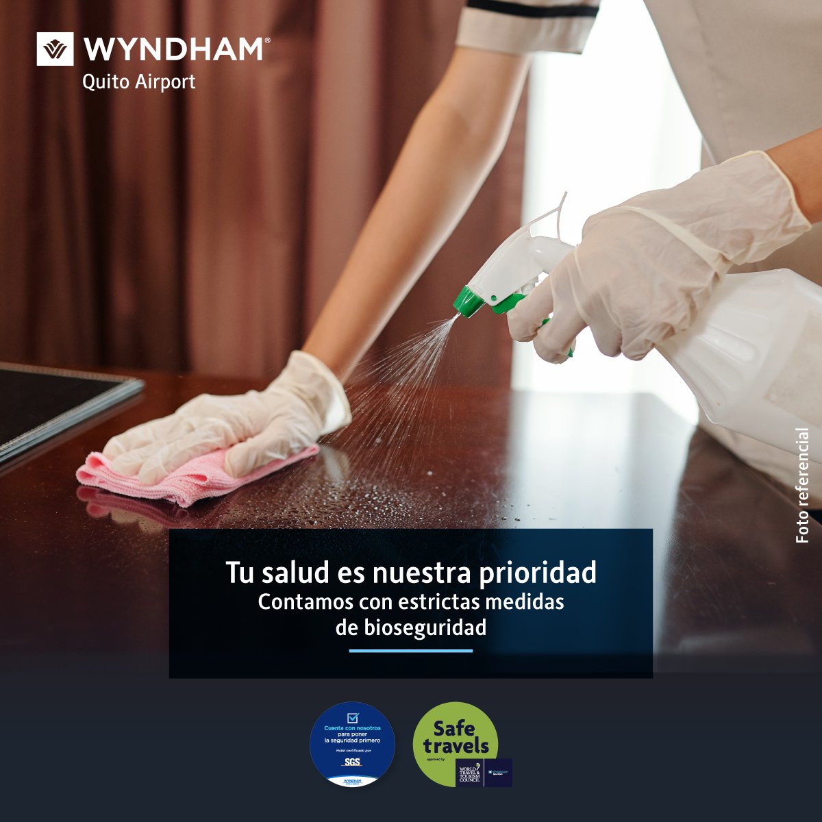 Contamos con estrictos protocolos de bioseguridad.✨

#wyndhamquito
#quito
#bioseguridad