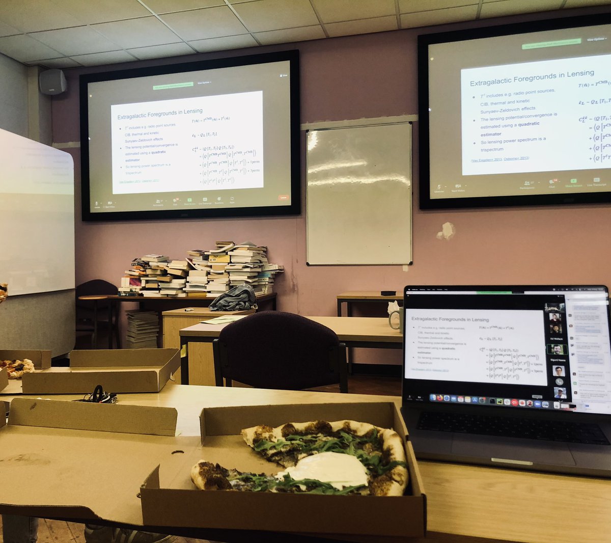 Benjamin Beringue (@benjamin_brng) on Twitter photo Pizza x <a href="/ACT_Pol/">Atacama Cosmology Telescope</a> meeting, one of the most interesting cross correlation out there! <a href="/ermcalabrese/">Erminia Calabrese</a> <a href="/itrharrison/">Ian Harrison</a> Pizza x <a href="/ACT_Pol/">Atacama Cosmology Telescope</a> meeting, one of the most interesting cross correlation out there! <a href="/ermcalabrese/">Erminia Calabrese</a> <a href="/itrharrison/">Ian Harrison</a>