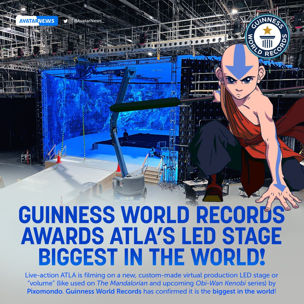 Guinness World Records: Cenário de LED usado na tecnologia de "volume" para o live action de Avatar: The Last Airbender é o maior do mundo.

A tecnologia que vem substituindo a tela verde também foi usada na série "The Mandalorian" e em breve veremos em Thor: Love And Thunder ⚡