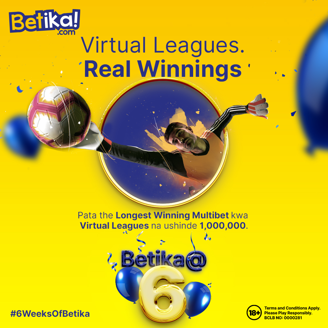 betikaKe's tweet photo. UNATAKA 1 MILLION BY KESHO?

Kimbia https://t.co/9PKqhOdbna, wekelea the LONGEST WINNING MULTIBET leo on VIRTUAL LEAGUES with as low as 50BOB na MILLI itakuwa yako na #6weeksofBetika

Si 1 Milli tu, pia pata BIG WINS in MINUTES! #BetikaIsSix https://t.co/JK3OM8N41f