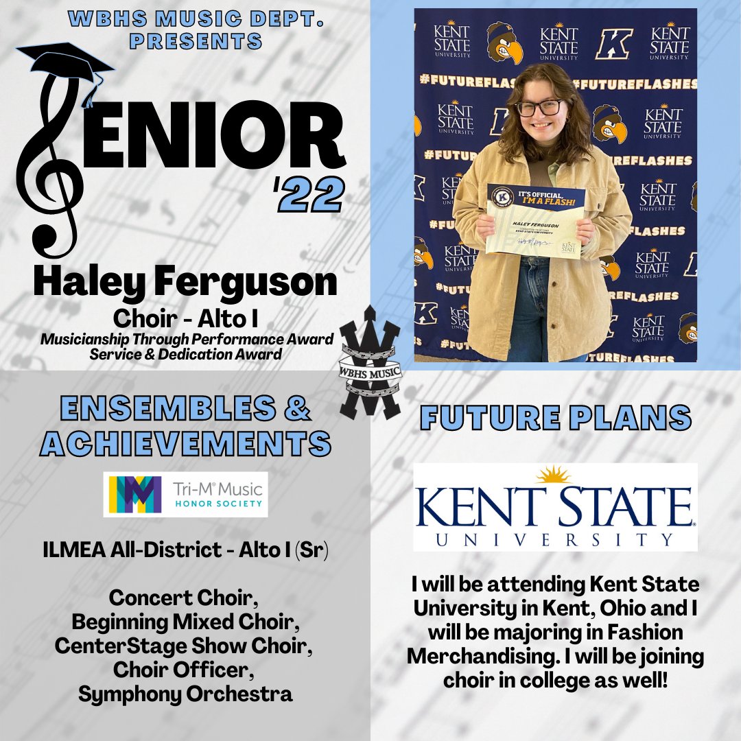 We're so proud of our 2022 Music Department Seniors! 💙🎶 Congratulations, Haley!! 🎓🎉