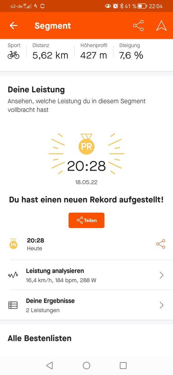 Kleiner Performance leak. Platz 8 und 1:25min auf den König des Berges . ⚡⚡⚡