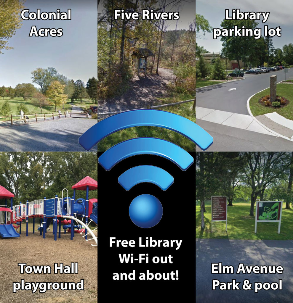 BethlehemPL's tweet photo. Heading out and about? You’ll find Free Library WiFi 24 hours a day, seven days a week outside the library building, at the Elm Avenue park and pool, at Five Rivers Environmental Education Center, at Colonial Acres Park in Glenmont and the Town Hall parking lot and playground. https://t.co/begza2C3ze