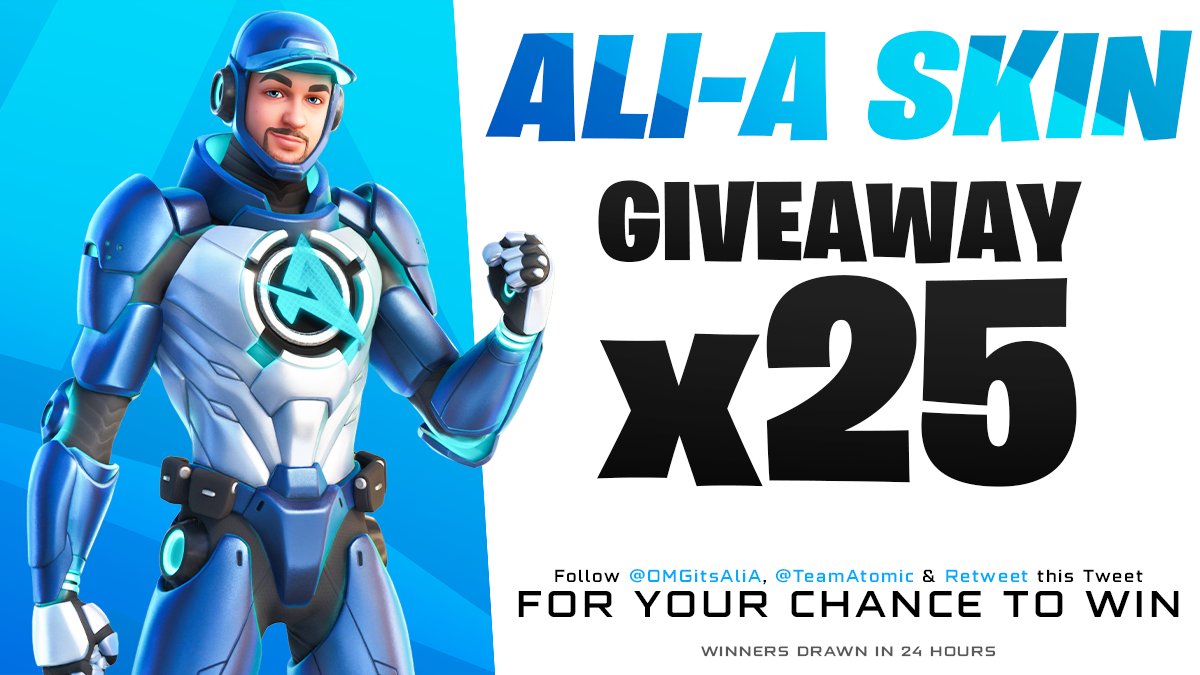 Ali-A (@omgitsalia) on Twitter photo To celebrate my Icon Skin launch, 'm giving 25 people the chance to win Early Access to my Icon Skin!
💙 Follow Me & <a href="/TeamAtomic/">Team Atomic</a>
🔁 Retweet this tweet
Winners drawn in 24 hours, Good Luck! 🙏💙 To celebrate my Icon Skin launch, 'm giving 25 people the chance to win Early Access to my Icon Skin!
💙 Follow Me & <a href="/TeamAtomic/">Team Atomic</a>
🔁 Retweet this tweet
Winners drawn in 24 hours, Good Luck! 🙏💙