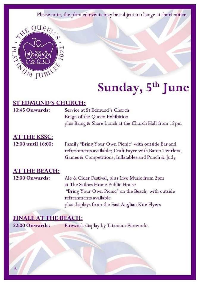 #suffolkhour anyone looking for great ways to celebrate #PlatinumJubilee ? An awesome programme of events planned in #Kessingland (Thursday still being finalised)