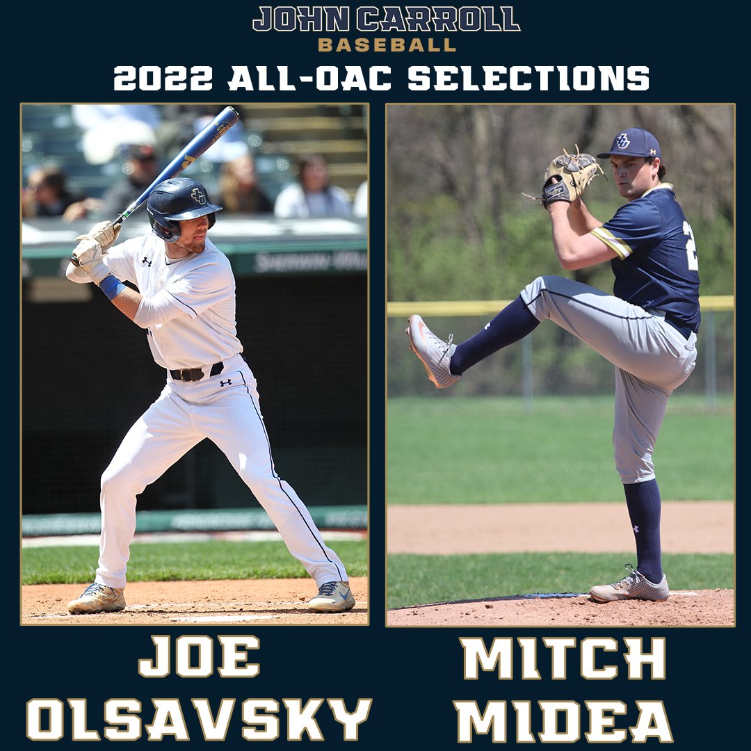 jcusports's tweet photo. BB: Joe Olsavsky and Mitch Midea have earned All-OAC honors!

Olsavsky tabbed 1st Team honors and Midea snagged Honorable Mention recognition ⚾️

📰 https://t.co/ldIsvEzI4q
#GoStreaks ⚡️ @jcu_baseball https://t.co/wBRe33mQ04