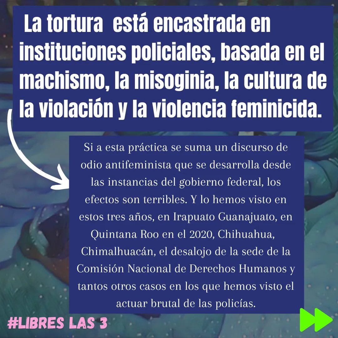 LibresYa_'s tweet photo. 💥Represión y Tortura contra Feministas💥Las feministas en todo el país siguen siendo torturadas y violentadas sexualmente por policías al tomar las calles. NO NOS VAN A CALLAR

#LibresLas3 
#LibresLasTres 
#PresasPoliticasLibertad 
#PresxsPolíticxsLibertad 
#MéxicoTorturaMujeres https://t.co/5F2zJHk4Zw