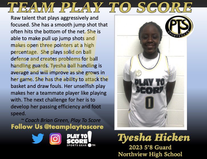 teamplaytoscore's tweet photo. Come Check Out @teamplaytoscore Tyesha Hicken @LakePointSports @BrandonClayPSB Power 48 Event May 20-22 @NVLadyTitansBB @NCAA #liveperiod #evaluationperiod #coaches #collegecoach #playtoscore @AAU_Basketball #girlsbasketball https://t.co/i3Mv7SICOr