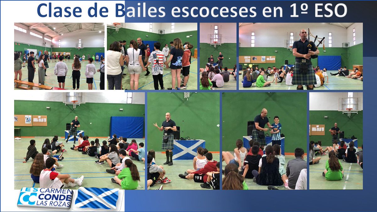 Bailes y música escoceses a cargo de David Vivanco, en la que participaron los alumnos de 1º de la ESO. Inmersión y diversión a la vez. Gracias a los depts. de inglés y EF. <a href="/CharoTorcal/">CHARO TORCAL</a> <a href="/APACarmenConde/">APA Carmen Conde</a> <a href="/Noegguerrero/">Noelia González</a> <a href="/jdelauz/">José de la Uz</a> <a href="/Ayto_Las_Rozas/">Ayuntamiento de Las Rozas</a> <a href="/esteralon/">Ester Alonso</a> @Catiljjj <a href="/Yisusteacher/">Jesús Rodado Delgado</a>