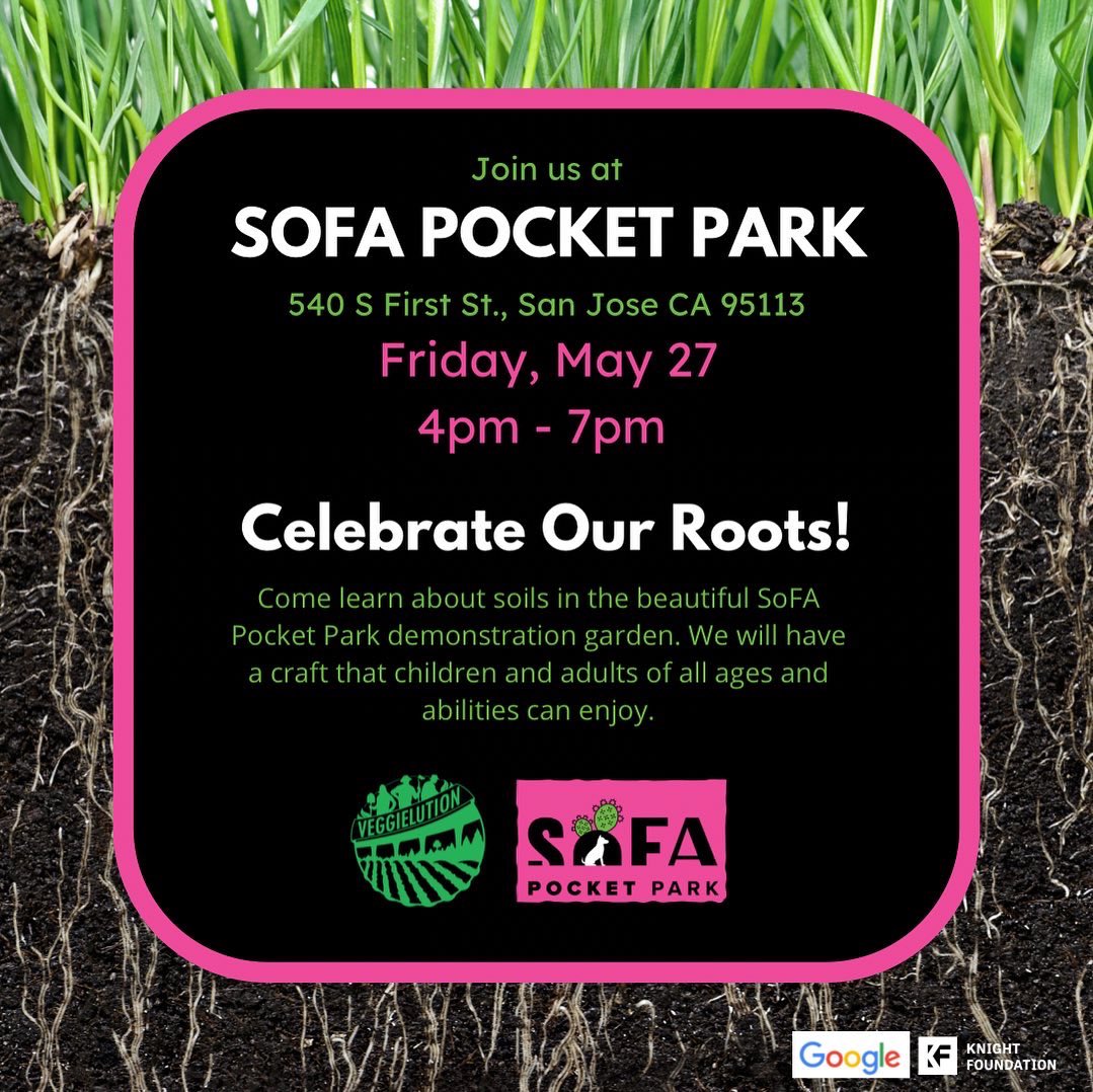 See what’s happening at SoFA Pocket Park! 

🌸 Crafternoon with <a href="/SJMQT/">San Jose Museum of Quilts & Textiles</a> on 5/20
🖼 Community Day on 5/21
👩‍🌾 Volunteering on 5/26
🌱 Celebrating our Roots Activity on 5/27