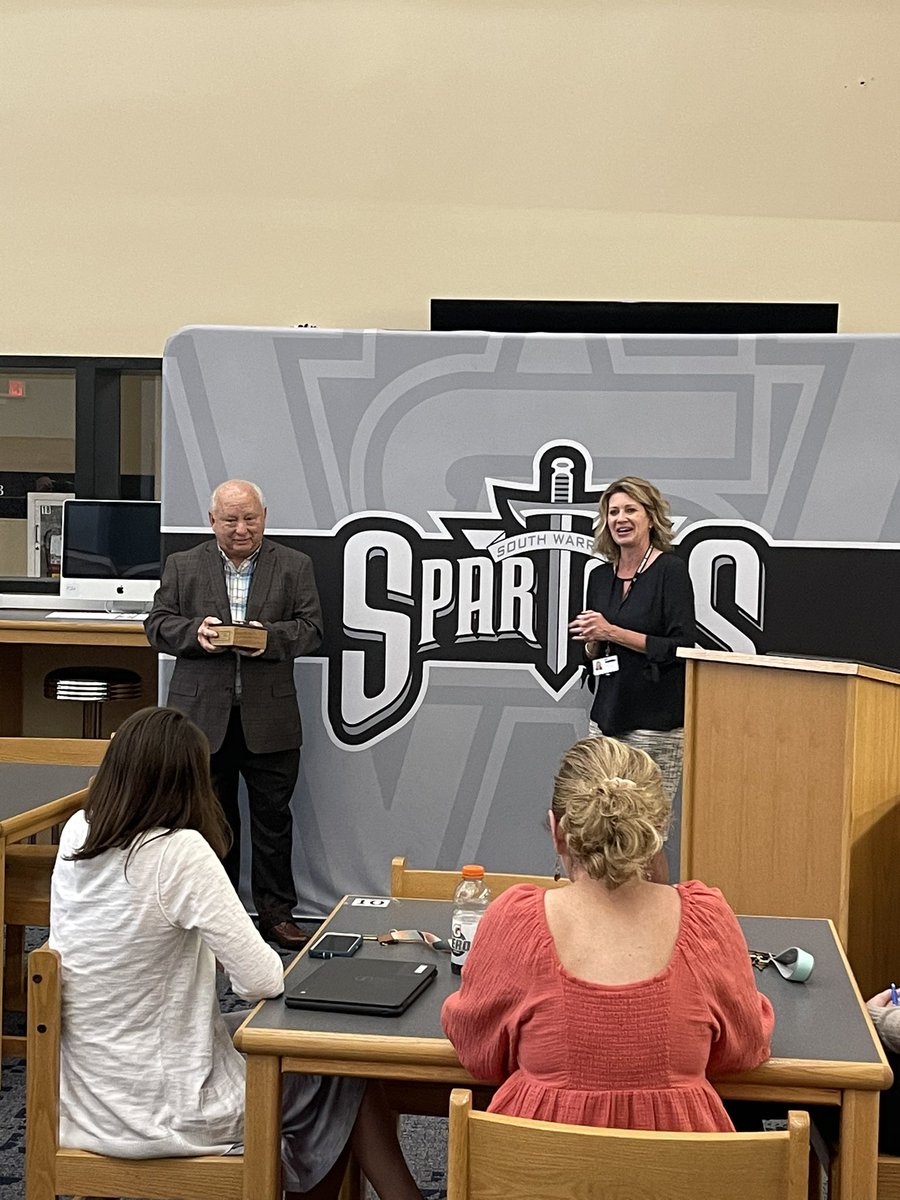 Mr. Cantrell with Continental Machinery Movers was honored with the Spirit of the Spartan Award at South Warren HS for his generous support of the band program.  He has donated the use of a semi-truck and driver for the past 12 yrs to transport band equipment to competitions.
