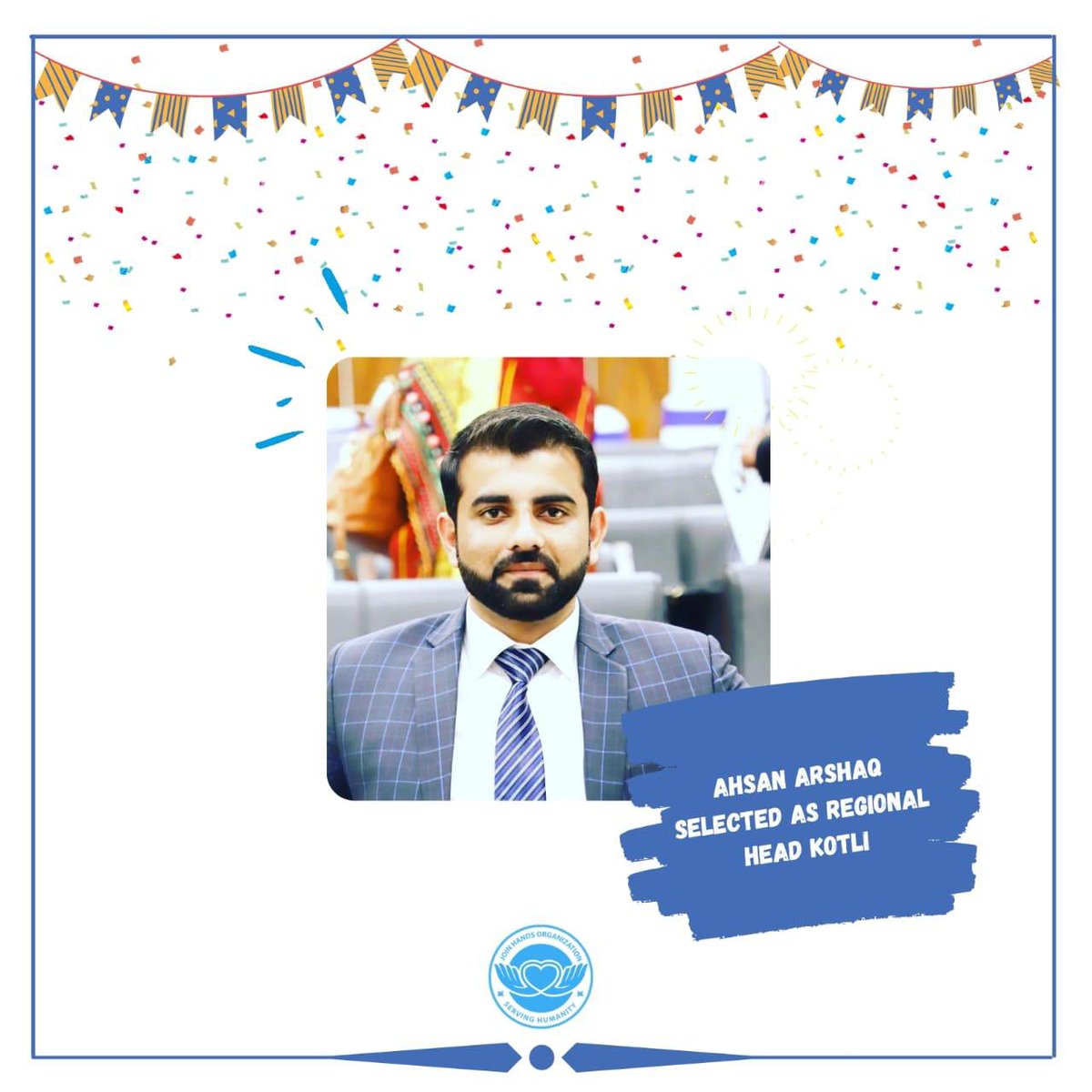 joinhandorg's tweet photo. #Announcement!
We are pleased to announce Mr. Ahsan Arshaq as our regional head of Kotli Region.
Congratulations and we pray that it will be a wonderful journey for you Best of Luck for Future Endeavours.
#JoinHandsOrganization
#HappyVolunteering https://t.co/4h2y2P5gb2