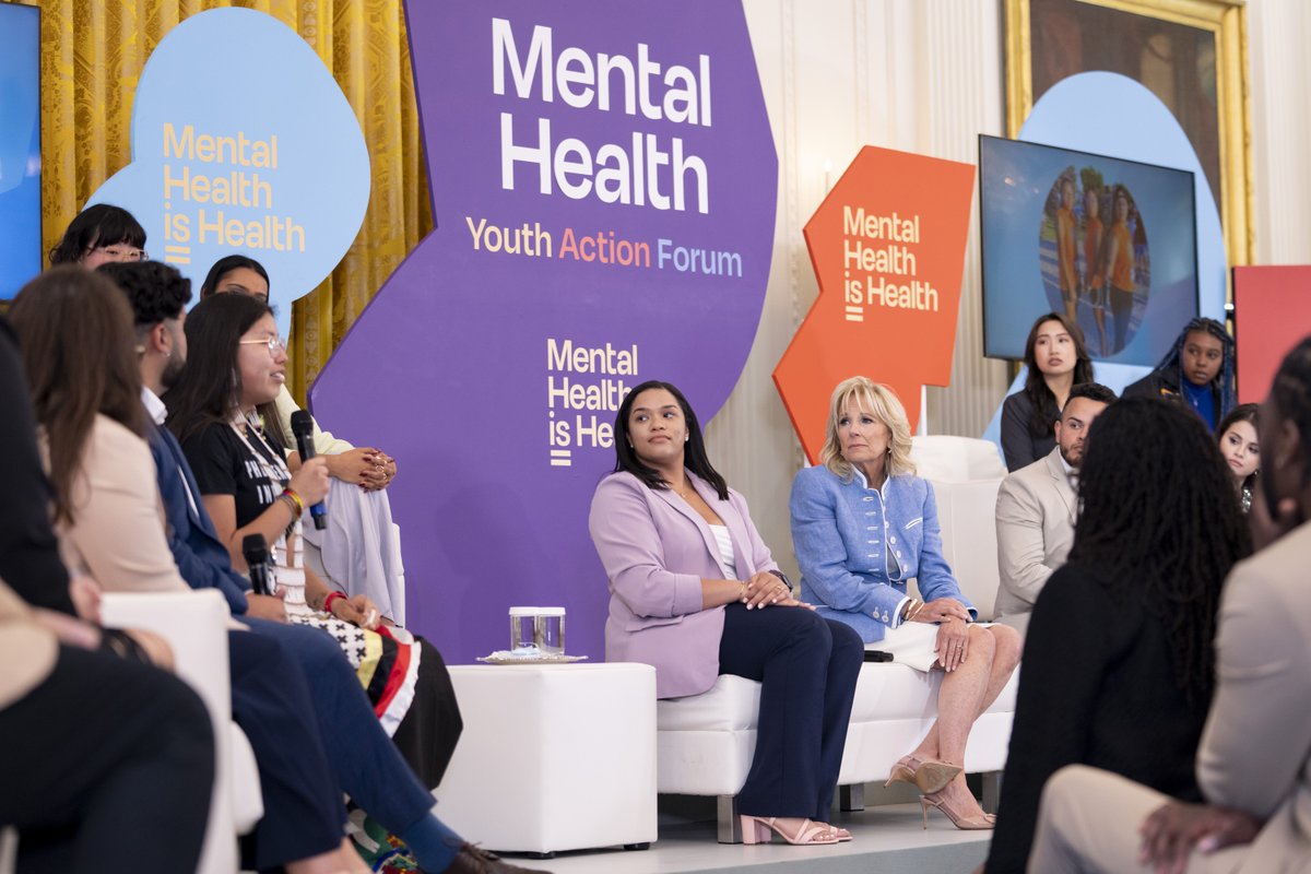 Mental health is health. Thank you @Surgeon_General, @selenagomez, @AmbRice46, @MTV, @HHS and all the courageous young leaders for sharing your mental health journeys with us today at the White House. Your voices light the way for others.