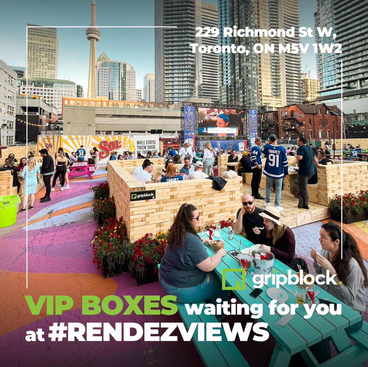 GRIPMetalTech's tweet image. Gripblock has VIP Boxes set up at @RendezViews!

#BlockPartyatRV22 #Gripblock #rendezviews #outdoorpatio #outdoor #toronto #downtowntoronto #patio