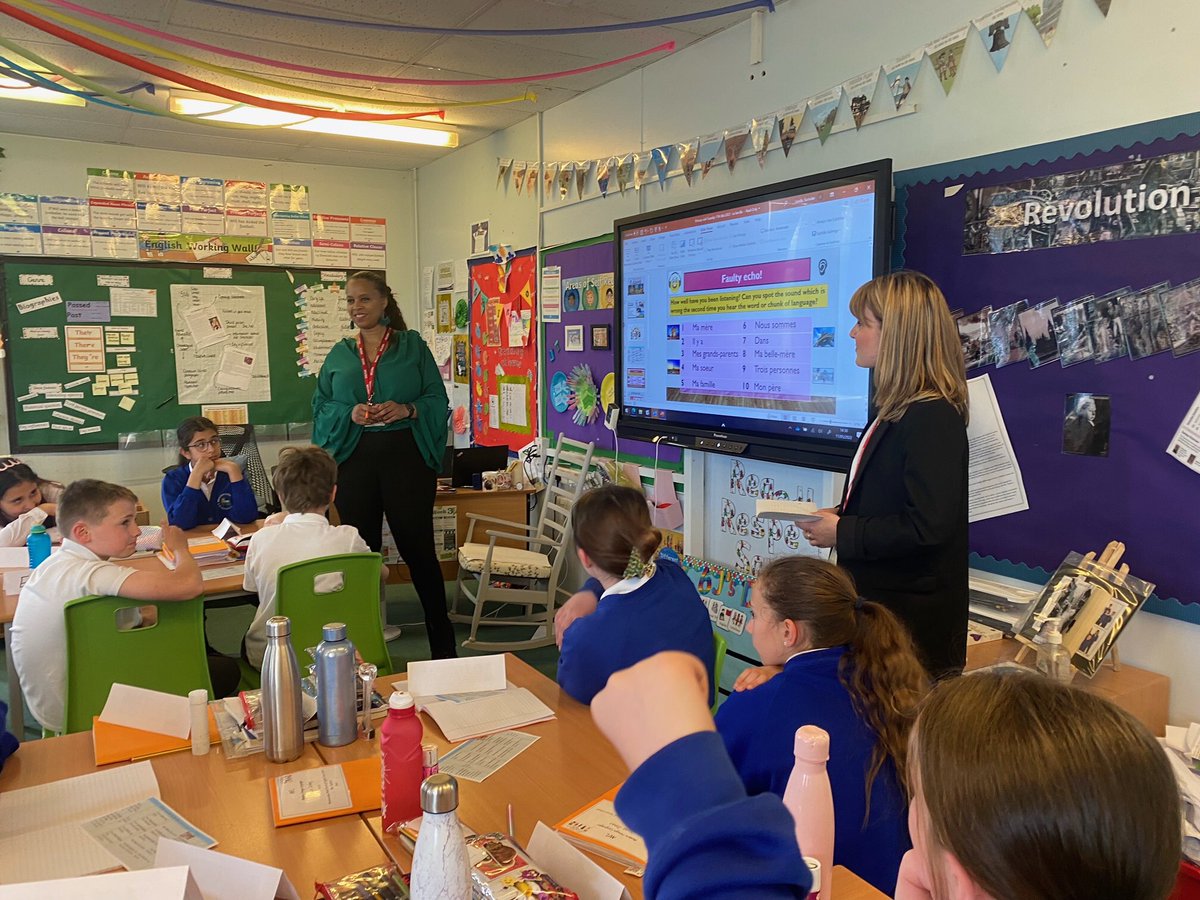 HA_FrenchDept's tweet photo. This week Mrs Halcro and Enora visited @WWCEJ and taught 2 year 6 classes French using @gianfrancocont9 approach. What an absolute delight and pleasure to experience primary school MFL teaching!🇫🇷#FunInLanguages #ProudTeacher #MakingConnections  #SharingGoodPractice @HA_Outreach https://t.co/q0oDj219ue