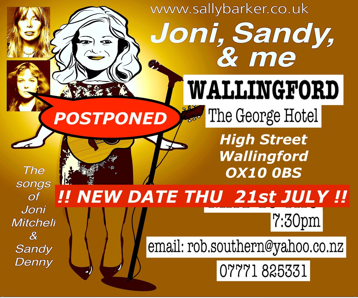 I've lost my #voice ! Can't sing in #wallingford this Thurs but rescheduled to 21st July mix of mine &amp; the breathtaking songs of #jonimitchell &amp; #sandydenny #singersongwriter #classics #music #musician #solo #show #stories #wallingford #george #hotel #markettown #coachinginn