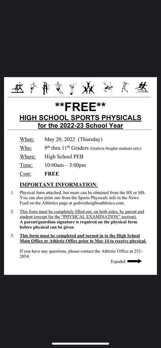 Important info for all athletes! Make sure to get your paperwork signed by parents.