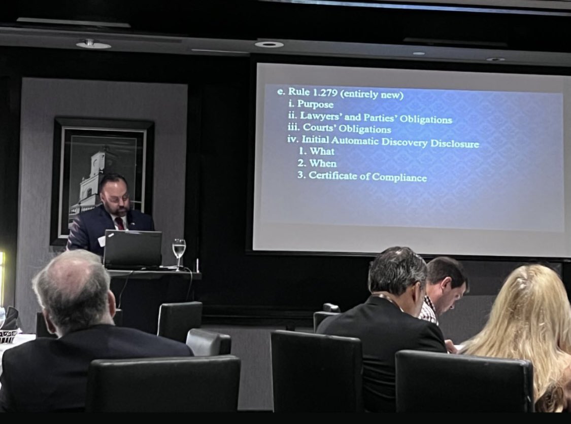 RWatson4Judge's tweet photo. Judge Robert Watson greatly enjoyed the opportunity to speak at today’s Coral Gables Bar Association Luncheon and looks forward to continuing the dialogue on Florida Rules of Civil Procedure with Miami’s legal community. https://t.co/o2ytPE6Gt3