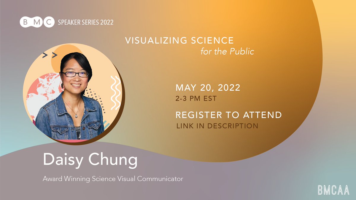MScBMC's tweet photo. .@MScBMC Speaker Series 2022: Daisy Chung, #sciviz communicator + illustrator. Visualizing science for the public: Engage your audience. Tell your story through graphics. Join us May 20 https://t.co/0NdOa0pWvj
#SciComm #DataViz @daisychungart @theBMCAA @AMIdotorg #UofT #UofTBMC https://t.co/7AhO6CkRjC