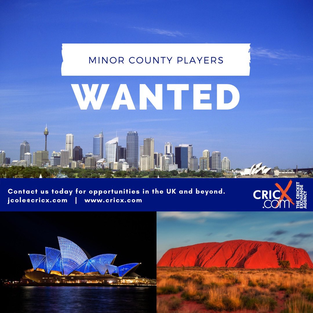 JamesColeCricX's tweet photo. We at @cricketagency are seeking #MinorCounty (@NCCA_uk) players for opportunities in 🇦🇺Aus & 🇳🇿NZ this winter 🏖🍺🏏
Some cracking 💰deals available and contracts ready to be signed ✍️
Get in touch 👍 https://t.co/98lw8TcvhT