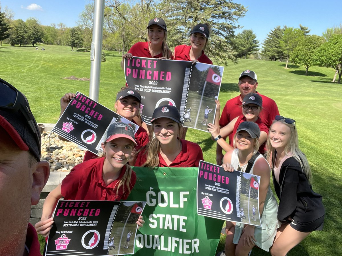 Championship selfie! On to state! 352 team score. Lauren medalist, Sanja 3rd, Lydia 5th. All individual qualifiers!
