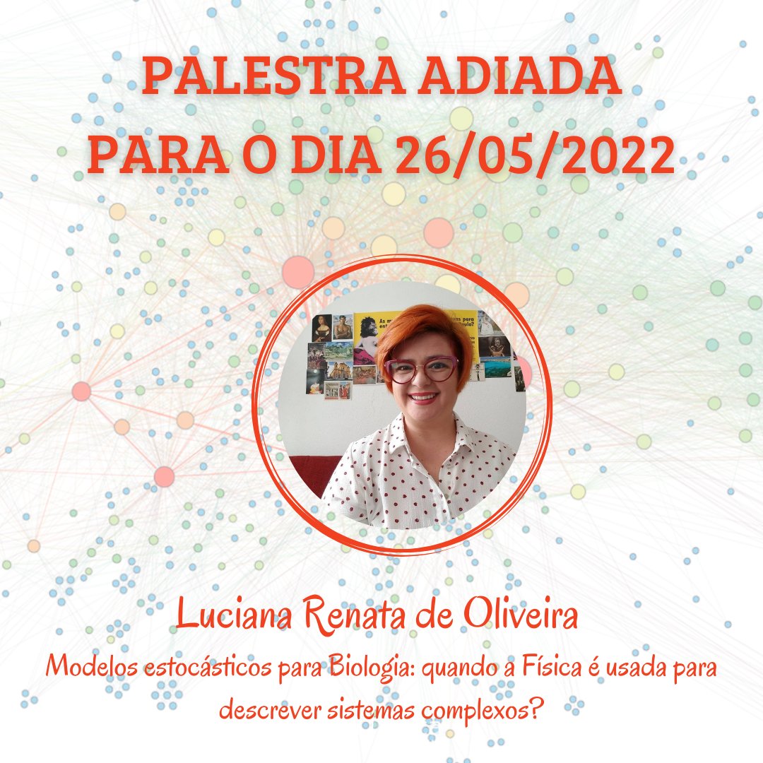 PETFisicaUFSM's tweet photo. Infelizmente, devido a imprevistos, a palestra com a professora Luciana Renata de Oliveira precisará ser adiada para o dia 26/05/22, ocorrendo no mesmo horário, às 17:30,  e no mesmo local, sala 1121 do prédio 13 (CCNE). Pedimos desculpas e contamos, ainda, com sua presença! https://t.co/FzDmESZwrg