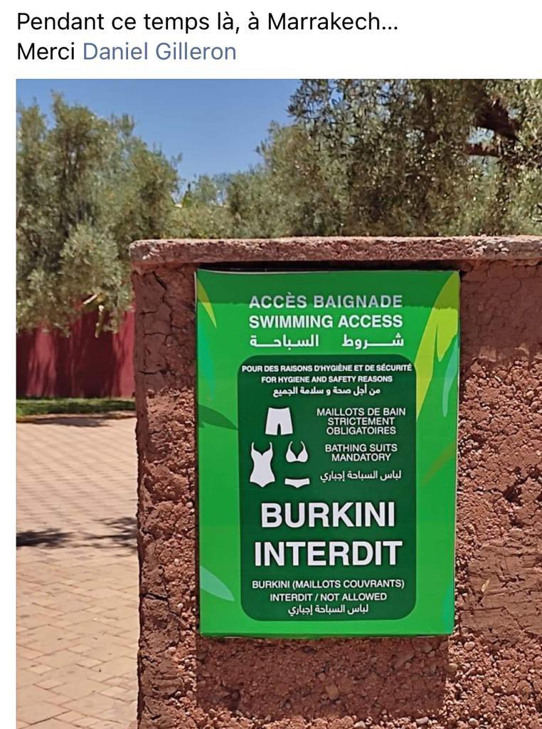linfolibre's tweet photo. Plus naïf que le roi du Maroc, Éric Piolle : le #Burqini interdit au Maroc mais autorisé à Grenoble ! #islamogauchisme https://t.co/Go78g6doSX