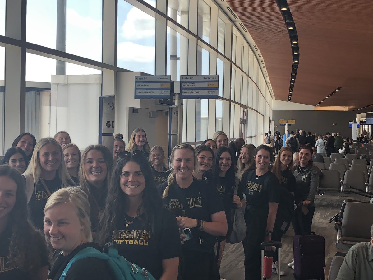 BUCoachGriffin's tweet photo. Wheels down in San Antonio! Ready for a great weekend with @BelhavenSB_  in NCAA Super Regional play! https://t.co/JEF1ClOMzE