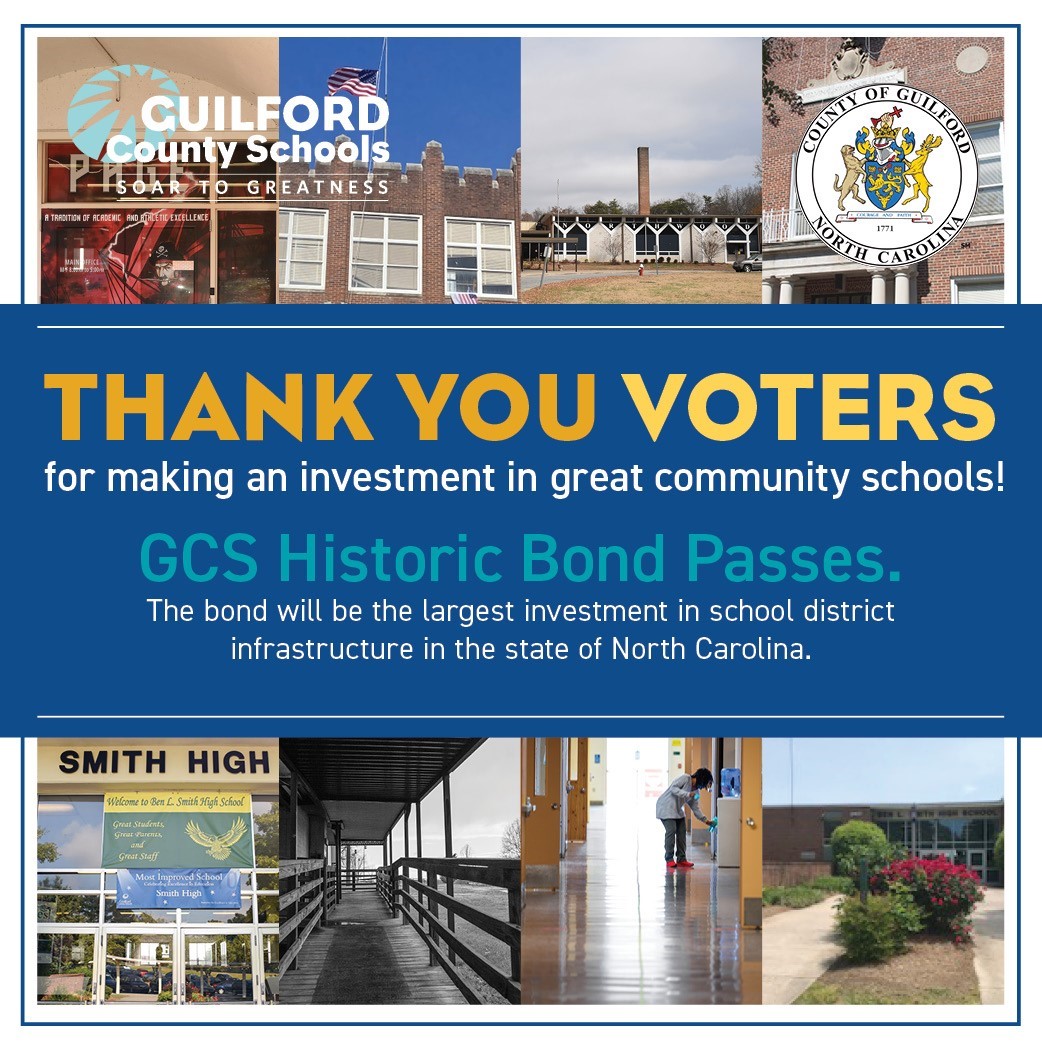 Thank you, Guilford County voters, for saying yes to $1.7 billion in bonds for better classrooms, buildings and technology for our children!