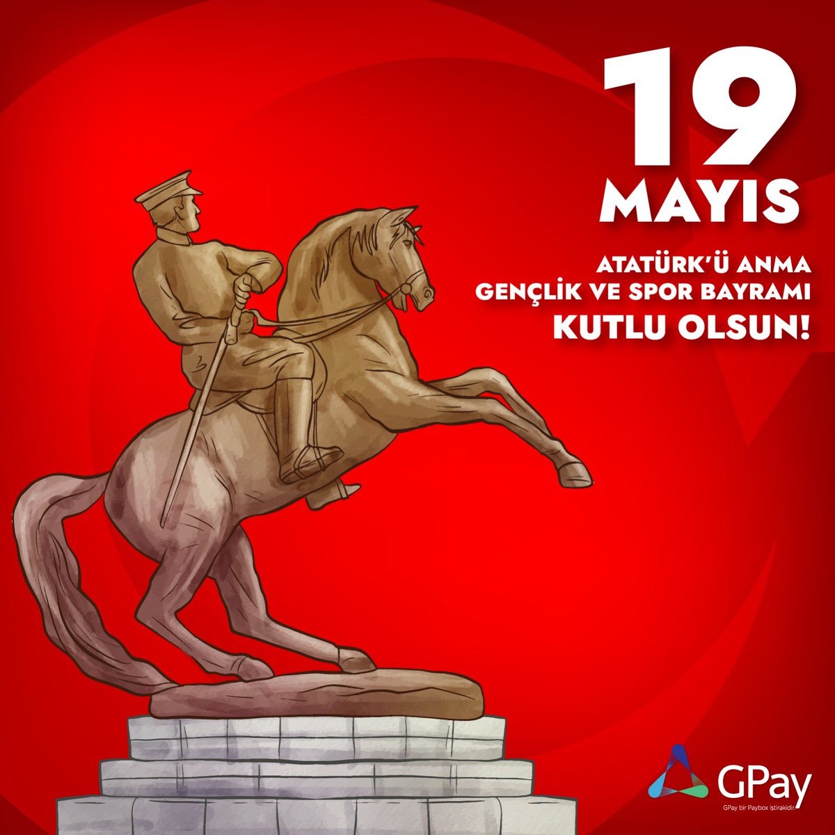 “Bütün ümidim gençliktedir” diyerek yolumuza her daim ışık olan önderimizin açtığı yoldan gideceğimize and içeriz. 19 Mayıs Atatürk’ü Anma, Gençlik ve Spor Bayramımız kutlu olsun! 🇹🇷 
#19mayıs #GPay